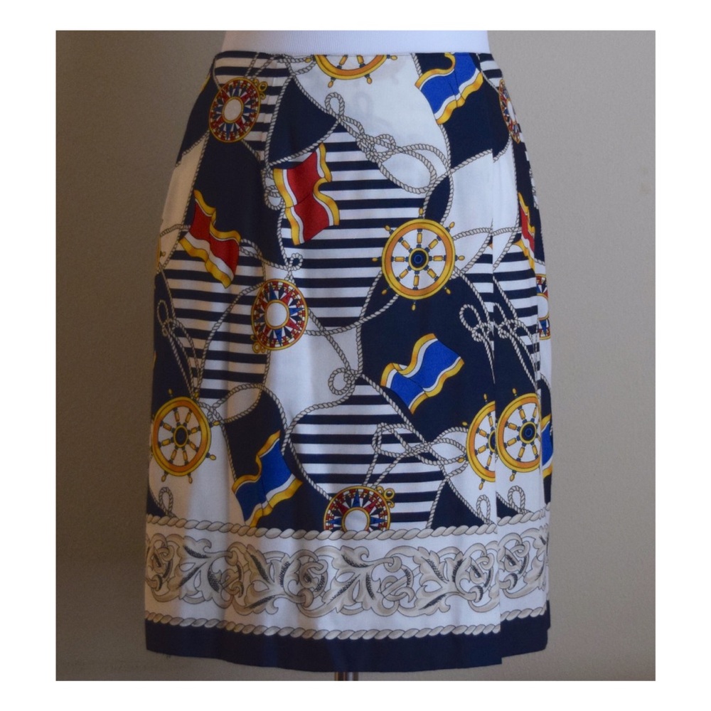 KATHIE LEE nautical wrap pencil mini skirt SIZE 8
